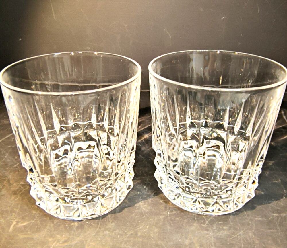 1725.  Set of 2 W. M. Dalton French Leaded Crystal Old Fashioned Glasses